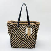 StrawWeave Eco-Friendly Handmade Raffia Tote Bag, Women's Large Capacity Color-Block Woven Shoulder Handbag, Stylish Summer Beach Vacation Purse